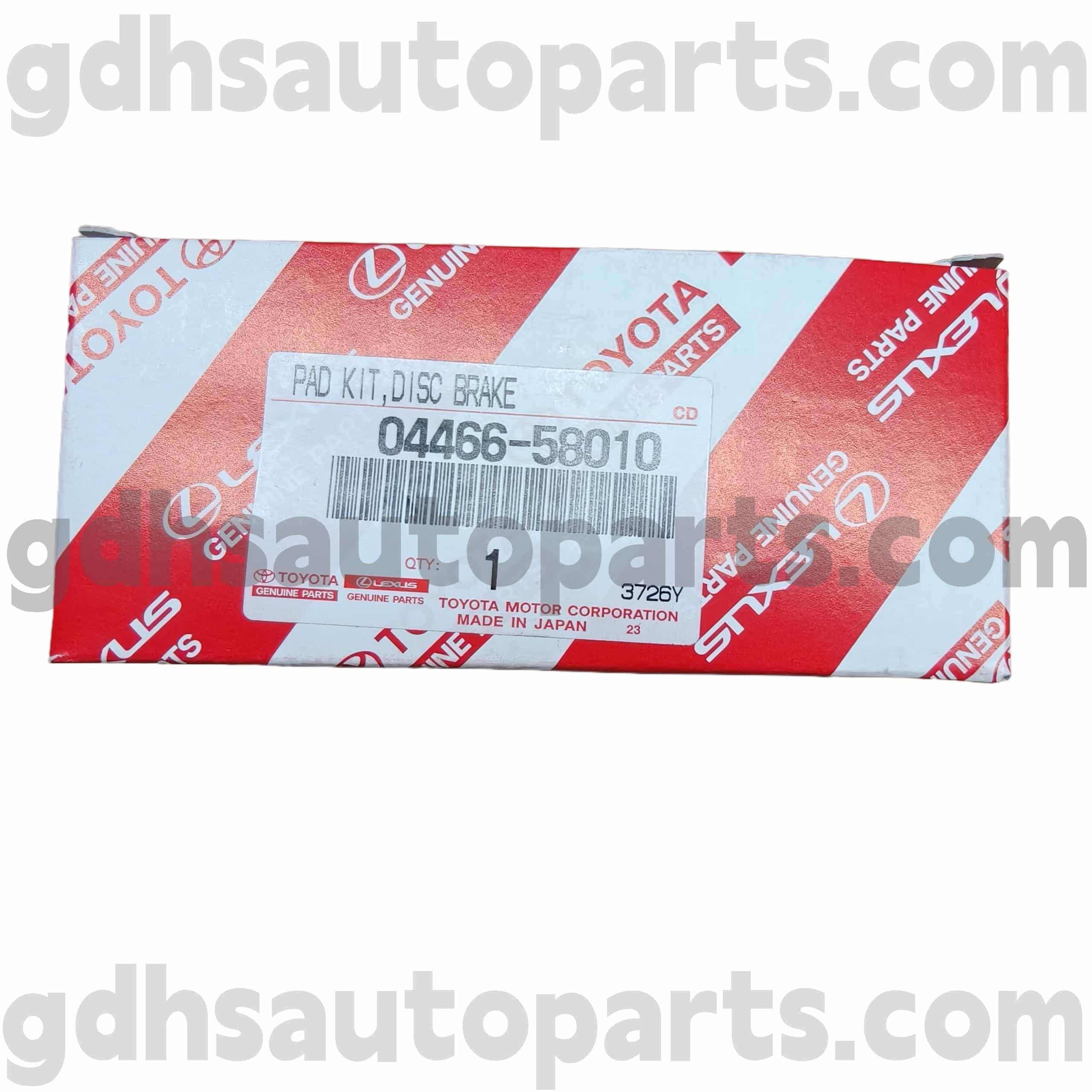 04466-58010 Toyota Benetako piezak Atzeko balazta pastelak aurreikusteko, Alphard, Estima Chassis Ez. Ggh20
